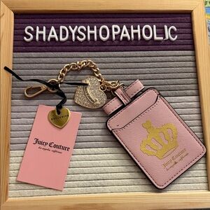 🔖 Juicy Couture Pink Crown Card Case Keychain